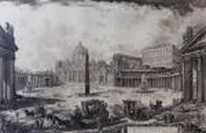 A Perspective Of Colonnades With Zig-zag Staircase by Giovanni Battista Piranesi