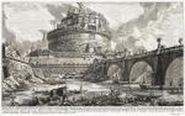 Four Etchings Of Bridges In Rome - view 1