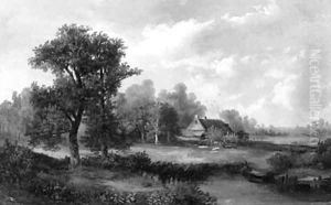 A cottage in a summer landscape by Hermanus Jan Hendrik Rijkelijkhuysen