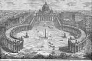 Veduta Dell'insigne Basilica Vaticana Coll'ampio Portico E Piazza Adjacente by Giovanni Battista Piranesi