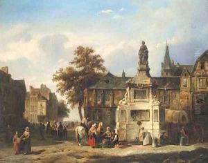 A meeting in a Continental town square