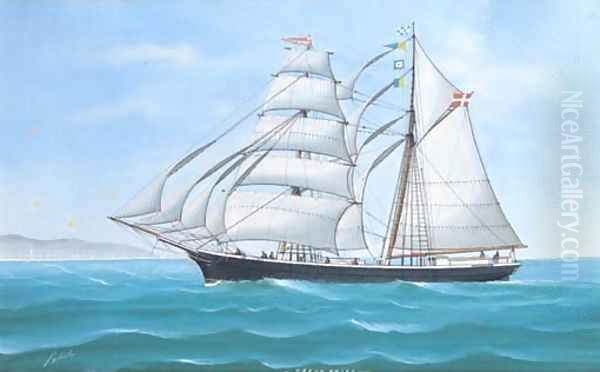 The Greve Frijs under full sail in the Mediterranean - view 1