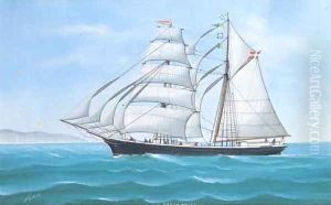 The Greve Frijs under full sail in the Mediterranean by Luigi Roberto