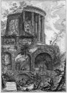 Ponte Salario; Pyramid Of Caius 
Cestius; Temple Of Vespasian; Arch Of Septimius Severus; And Temple Of 
The Sibyl, Tivoli by Giovanni Battista Piranesi