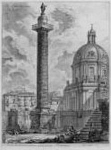 S. Peter's; S. Paolo Fuori Le 
Mura; Substructure Of The Temple Of Claudius; Trajan's Column; And 
Portico Of Octavia by Giovanni Battista Piranesi