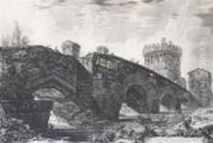 Veduta Del Ponte Lugano Su L'anione (vedute Di Roma) by Giovanni Battista Piranesi