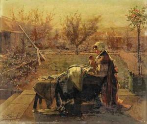 Mending by the garden Mending by the garden