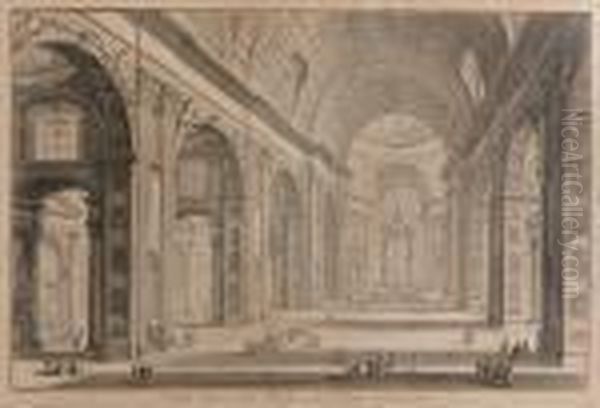 Veduta Interna Della Basilica Di S. Pietroin Vaticano, From Vedute Di Roma - view 1
