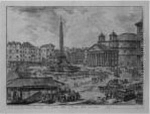 S. Croce In Gerusalemme; The 
Piazza Della Rotonda, With Thepantheon And Obelisk; The Palazzo Di Monte
 Citorio (h. 11, 17,23) by Giovanni Battista Piranesi