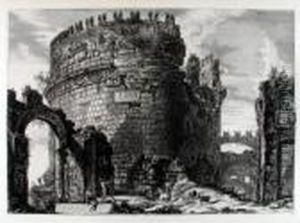 "sepolcro Di Cecilia Metella Or Detto Capo Di Bove, Fuori Della Porta Di S. by Giovanni Battista Piranesi