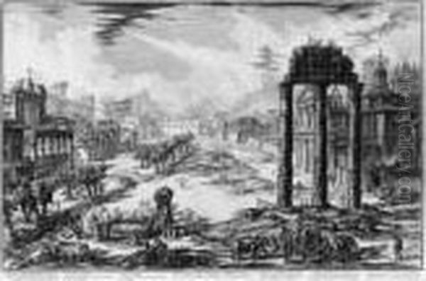"veduta Della Gran Piazza E 
Basilica Di S. Pietro Situata Ove Erano Anticamente Il Circo E Gl' Orti 
Di Cajo E Nerone Nella Valle Vaticana" (petersdom Mit Petersplatz Und 
Kolonnaden). - view 1