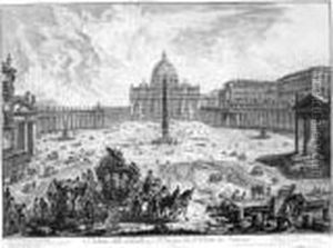 Veduta Della Basilica, E Piazza Di S. by Giovanni Battista Piranesi