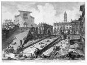 Veduta Del Romano Campidoglio Con Scalinata Che Va Alla Chiesa Araceli