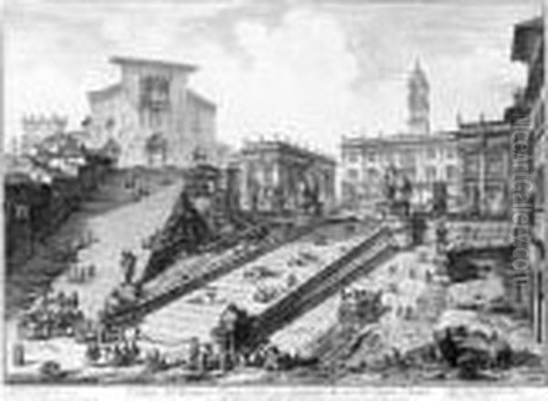 Veduta Del Romano Campidoglio Con Scalinata Che Va Alla Chiesa D' Araceli - view 1