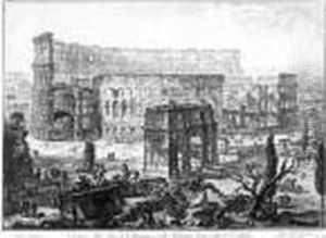 Veduta Dell'arco Di Constantino, E Dell'anfiteatro Flavio Detto Il Colosseo by Giovanni Battista Piranesi