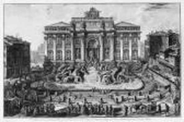 Veduta In Prospettiva Della Gran
Fontana Dell' Acqua Vergine Detta Di Trevi Architettura Di Nicola Salvi - view 1