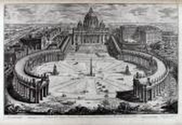 Veduta Dell' Insigne Basilica Vaticana Coll' Ampio Portico, E Piazza Adjacente - view 1