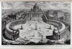 Veduta Dell' Insigne Basilica Vaticana Coll' Ampio Portico, E Piazza Adjacente by Giovanni Battista Piranesi