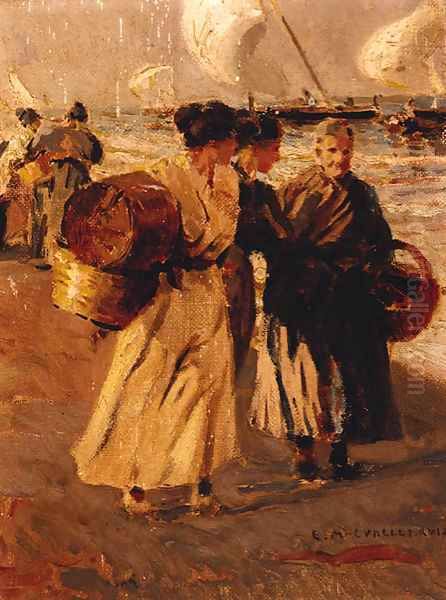 Fisherwomen on the beach - view 1