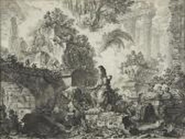 Frontispiece With Statue Of Minerva Fromvedute Di Roma - view 1