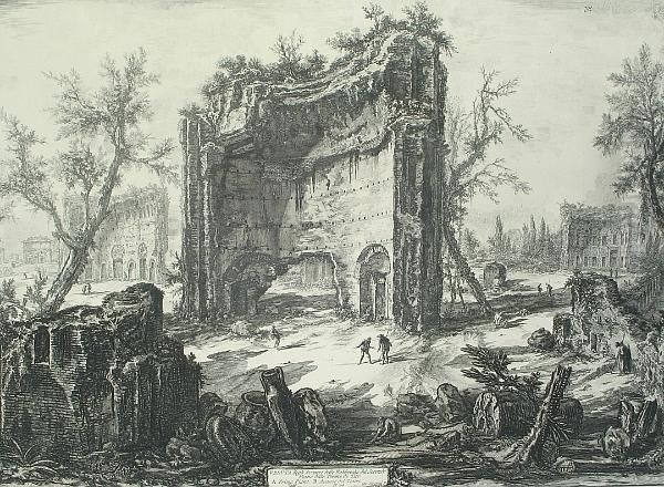 Veduta Degli Avanzi Delle 
Fabbriche De Secondo Piano Delle Terme Di Tito From Veduti Di Roma - view 1
