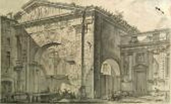 Veduta Dell' Atrio Del Portico Di Ottavia, From Vedute Di Roma - view 1