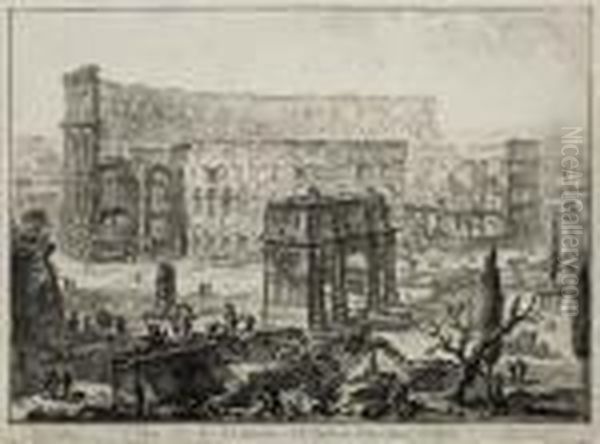Veduta Dell'arco Di Costantino, E Dell' Anfiteatro Flavio Detto Il Colosseo - view 1