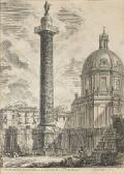 Colonna Trajana; Colonna Antonina, From Vedute Di Roma - view 1