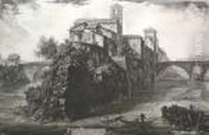 Veduta Dell'isola Tiberiana. Etching by Giovanni Battista Piranesi