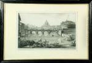 "veduta Del Ponte E Castello Sant 'angelo" - Engraving (late Impression). by Giovanni Battista Piranesi