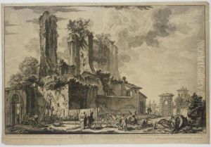 Two Views Of Rome: The Fontana 
Dell' Acqua Giulia, The Basilica Of Constantine; And Outlet Of The 
Cloacae Maximae