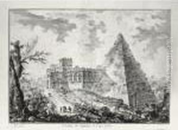 The Pyramid Of Caius Cestius, 
With The Porta S. Paolo And Adjoining Road; And The Portico Of Octavia: 
The Entrance Porch. Interior (hind 35, 59) - view 1