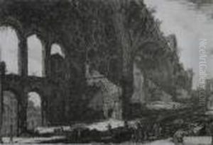 Basilica Of Constantine, Street Seen Through Arches On Left (from Vedute Di Roma) by Giovanni Battista Piranesi