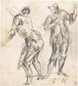 Study Of Two Workmen, One Seen
From The Front, The Other Seen From Behind And Twisting To The Left by Giovanni Battista Piranesi
