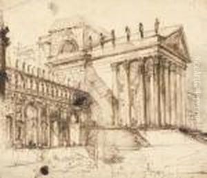 The Portico And Facade Of An Elaborate Neo-classical Building by Giovanni Battista Piranesi