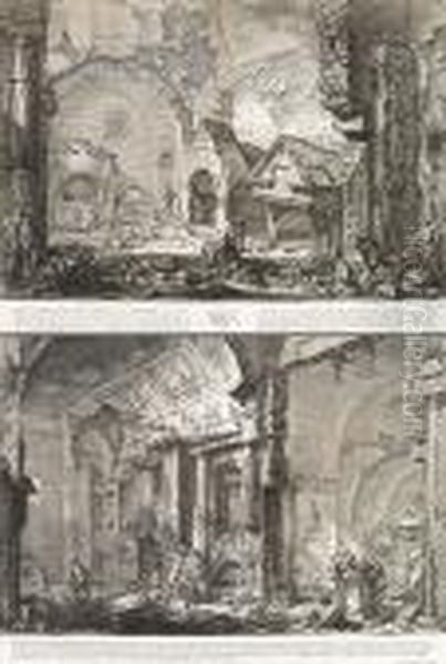 Veduta Dell' Ingresso Della
Camera Sepolcrale Di L. Arrunzio E Della Sua Famiglia...; Veduta Di
Altra Parte Della Camera Sepolcrale Di L. Arrunzio..., From Le Antichita
Romane - view 1