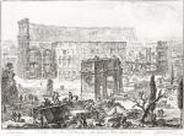 Veduta Dell' Arco Di Costantino,
 E Dell' Anfiteatro Flavio Detto Il Colosseo, From Vedute Di Roma - view 1