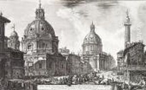 Veduta Delle Due Chiese, L'una 
Detta Della Madonna Di Loreto L'altra Del Nome Di Maria..., From Vedute 
Di Roma by Giovanni Battista Piranesi