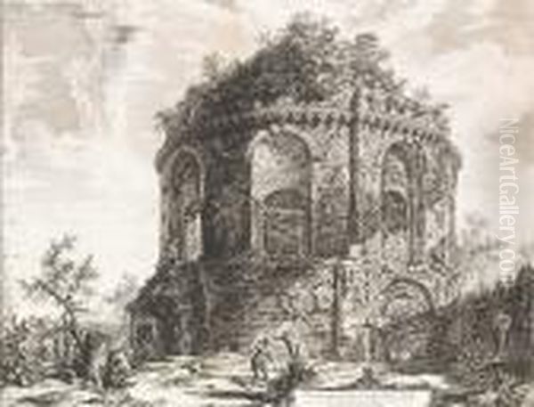 Veduta Del Tempio, Detto Della 
Tosse Su La Via Tiburtina, Un Miglio Vicino A Tivoli, From Verdute Di 
Roma - view 1