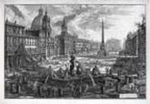 La Piazza Navona Avec Sainte Agnes A Gauche. 1773.