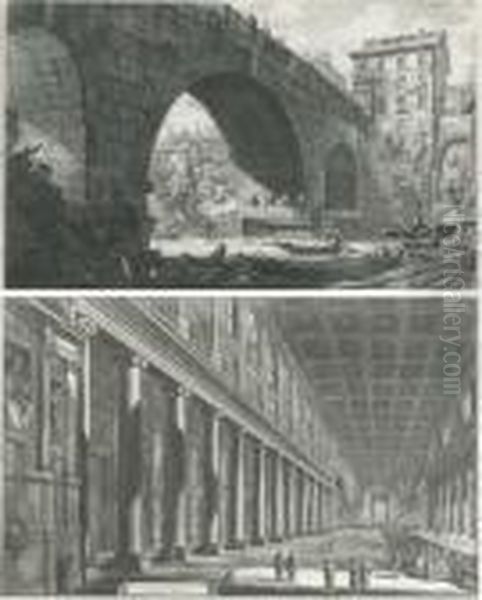 Vedute Di Roma: Veduta Del Ponte
Ferrato Dagl'antiquarj Dettocestio; And Veduta Interna Della Basilica
Di S. Mariamaggiore - view 1