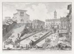 Veduta Del Romano Campidoglio Con Scalinata Che Va Alla Chiesad'araceli