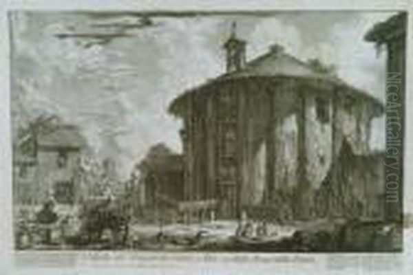 Italian, A Monochrome Engraving 
Veduta Del Tempio Di Cibele A Piazza Della Bocca Della Verita - view 1