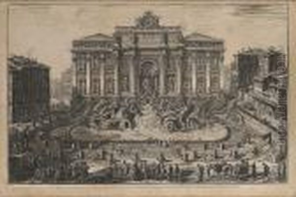 Veduta In Prospettiva Della Gran
Fontana Dell' Acqua Vergine Detta Di Trevi Architettura Di Nicola Salvi
(hind 104) - view 1