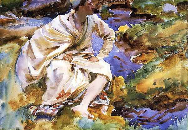 A Man Seated by a Stream, Val d'Aosta, Purtud - view 1