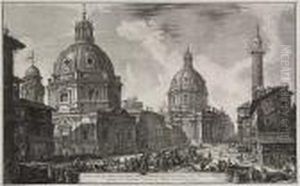 Veduta Delle Due Chiese . . . Presso La Colonna Trajana by Giovanni Battista Piranesi
