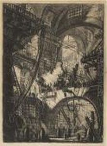 Perspective Of Arches, With A Smoking Fire by Giovanni Battista Piranesi