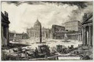 St Peter's With Forecourt And Colonnades (hind 101) by Giovanni Battista Piranesi