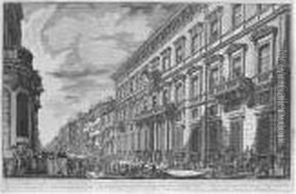 Veduta Nella Via Del Corso Del 
Palazzo Dell' Academia Istituita Da Luigi Xiii, Re Di Francia; And 
Veduta Del Palazzo Odescalchi (h.24; And 26) - view 1