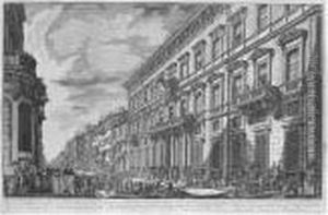 Veduta Nella Via Del Corso Del 
Palazzo Dell' Academia Istituita Da Luigi Xiii, Re Di Francia; And 
Veduta Del Palazzo Odescalchi (h.24; And 26) by Giovanni Battista Piranesi